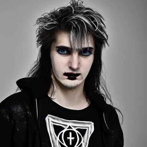 Image similar to xqc in a satanic heavy metal band, 4k, high detail, high-resolution photograph, professional photography, ultra-detail