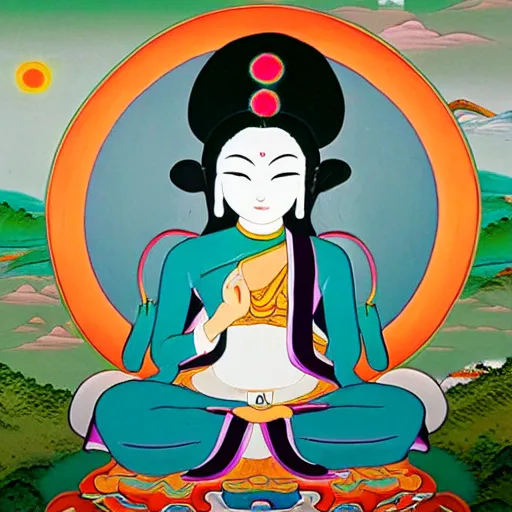 Image similar to thangka portrait of hatsune miku