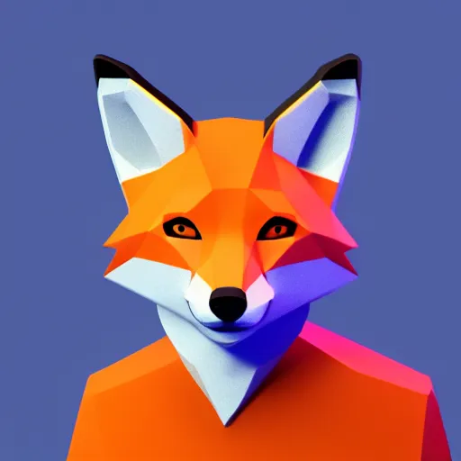 Prompt: low polygon render of a fox on a white background, isometric 3 d, ultra hd