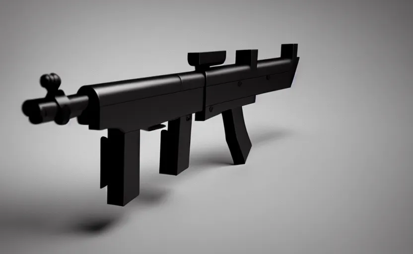 Image similar to modern submachine gun, design concept art, minimalist, studio lighting, 3d render, octane render