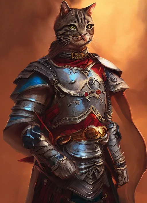 Prompt: An epic fantasy comic book style portrait painting of a cat knight, unreal 5, DAZ, hyperrealistic, octane render, cosplay, RPG portrait, dynamic lighting