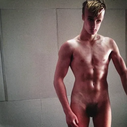 Image similar to “a realistic detailed photo of a guy who is an attractive humanoid who is half robot and half humanoid, who is a male android, Jack Laugher, shiny skin, posing like a statue, blank stare”