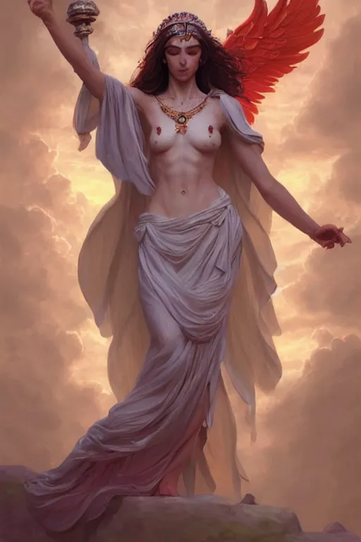 Image similar to goddess of love and peace, accurate anatomy, only two hands, highly detailed, digital painting, artstation, concept art, smooth, sharp focus, illustration, Unreal Engine 5, 8K, art by artgerm and greg rutkowski and edgar maxence