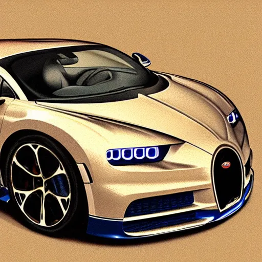 Image similar to bugatti chiron drawn by leonardo da vinci