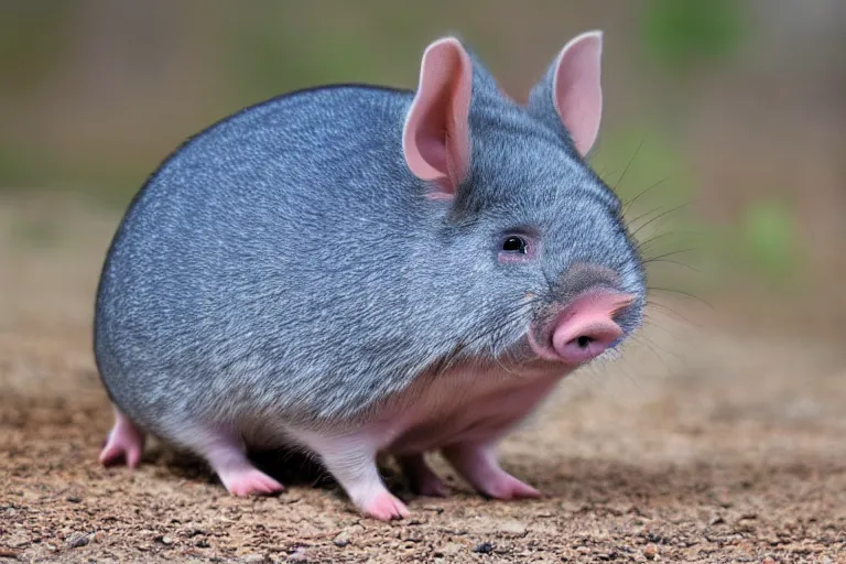 Image similar to a pig chinchilla!!! hybrid! hyper realistic!! realistic lighting!! wildlife photographer of the year!!! bold natural colors, national geographic, hd, wide angle, 8 k