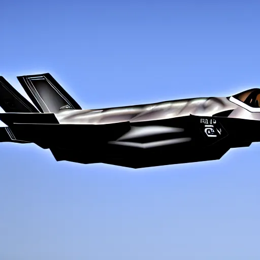 Image similar to The F-35 in the style of the Space Shuttle, black belly, white cloth top