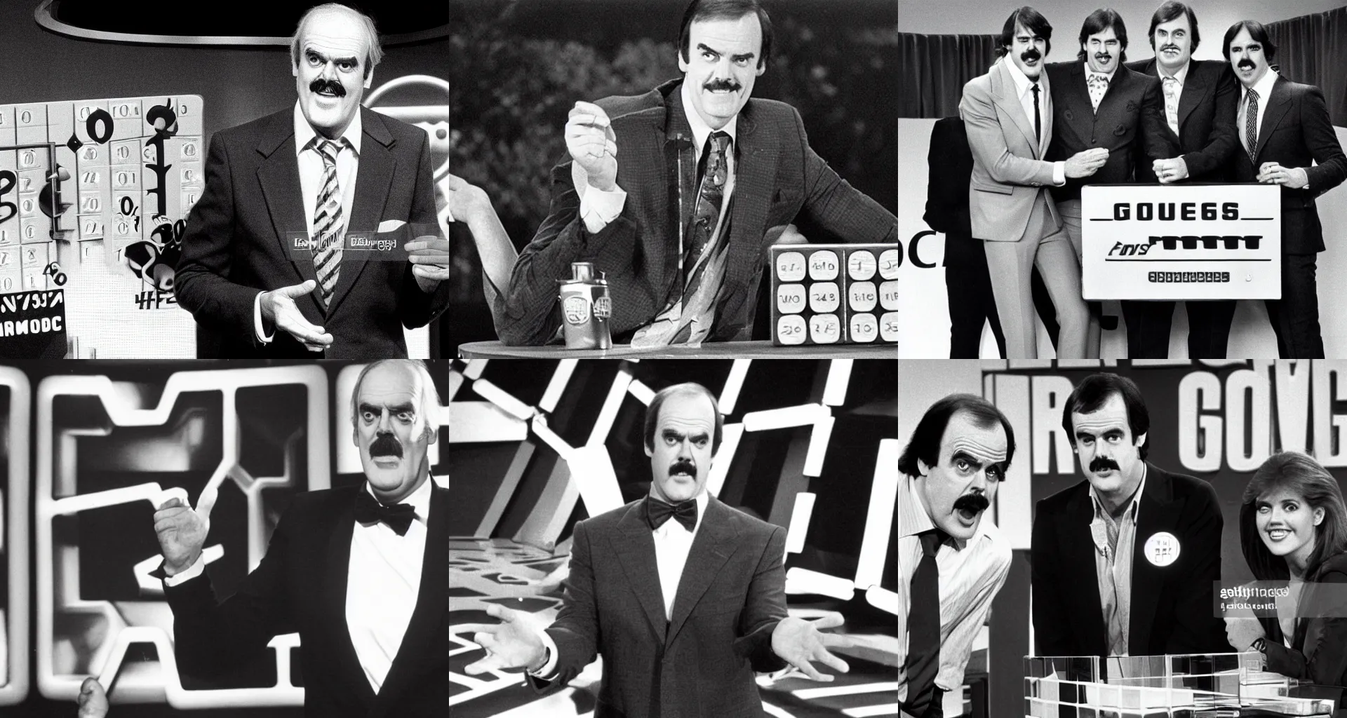 Prompt: john cleese hosts gameshow blockbusters, 1 9 8 0 s,