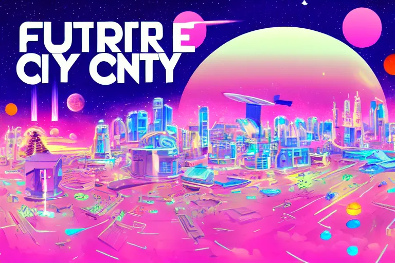 Prompt: future funk space city