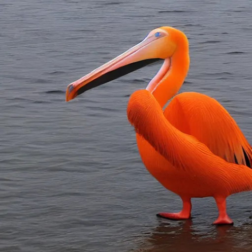 Prompt: linux symbold but with a pelican in orange colors