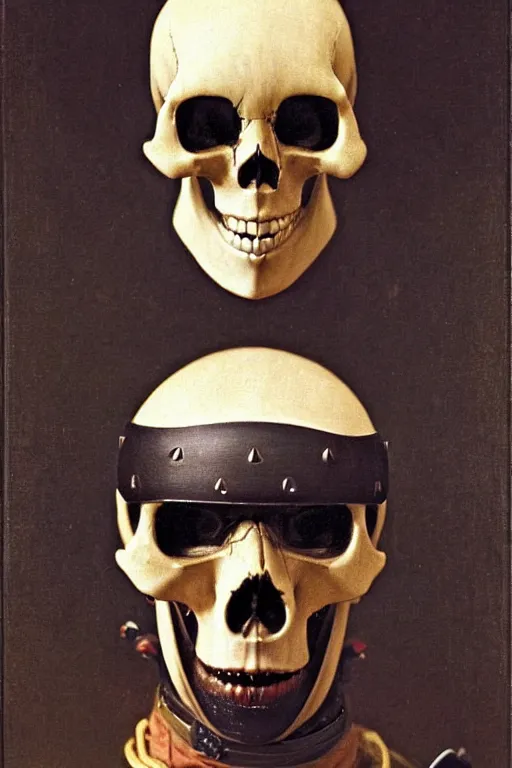 Image similar to portrait of a skull man japanse samurai astronaut with samurai helmets, by bouguereau