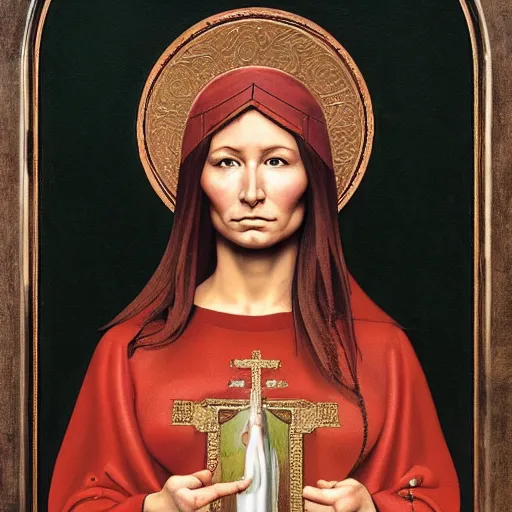 Image similar to a portrait of tori amos as a byzantine saint by thomas blackshear