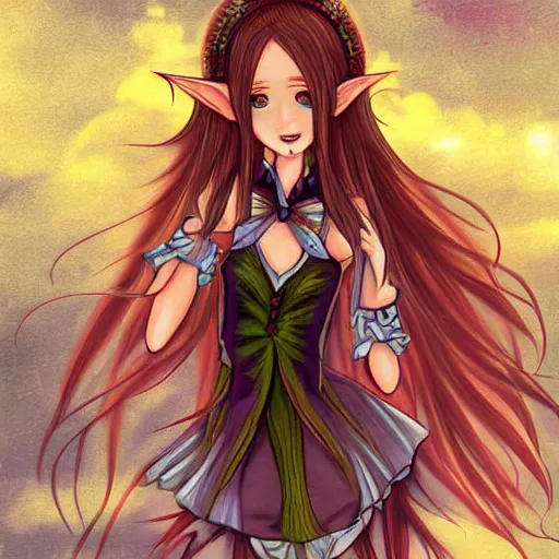 Prompt: digital art long hair anime lady ELF dancing in the moonlight l by Sakimichan