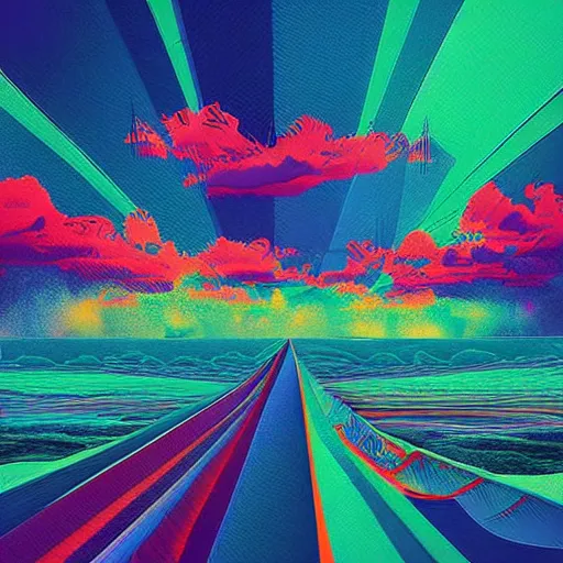 Prompt: psychedelic abstract digital artwork reminiscent of album covers from the 70\'s depicting clouds in the art style of Alena Aenami, Marcel Marcel and Metzinger