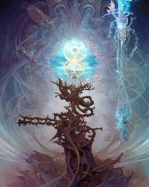 Image similar to a single floating wand, tarot card, fantasy composition made of fractals, ultra realistic, wide angle, intricate details, the fifth element artifacts, highly detailed by peter mohrbacher, hajime sorayama, wayne barlowe, boris vallejo, aaron horkey, gaston bussiere, craig mullins