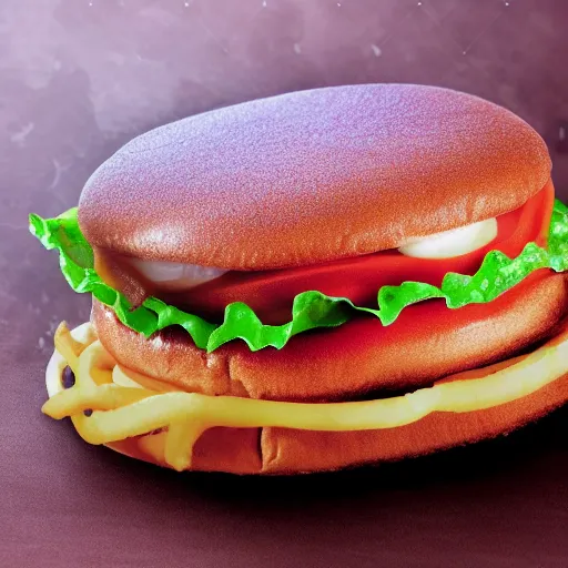 Image similar to a mouse on a hamburger, hyper realistic, macro photo, very detailed