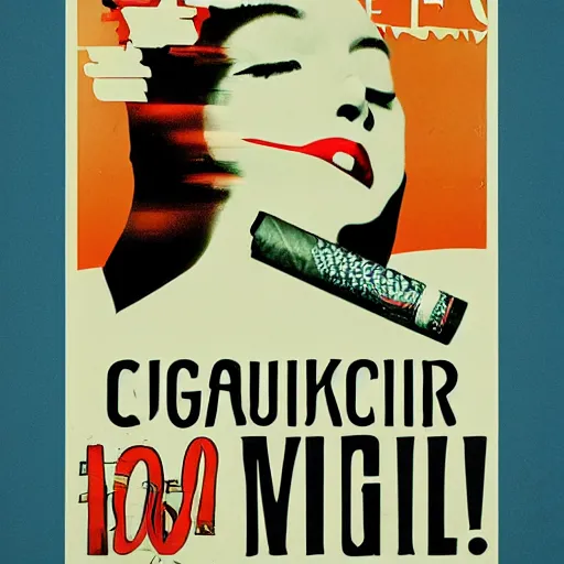Image similar to graphic design, poster, a cigarette ad