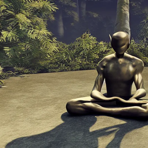 Image similar to a ninja meditating, unreal engine 6, 4 k