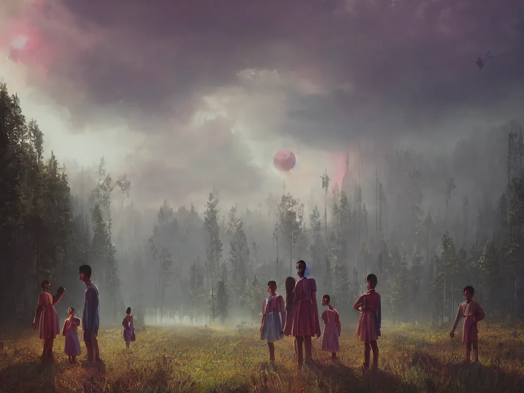 Image similar to kerala school boys wearing girls dresses posing for a photo, an epic fantasy, dramatic lighting, cinematic, establishing shot, extremely high detail, photorealistic, cinematic lighting, artstation, matte painting by simon stalenhag, horizon forbidden west