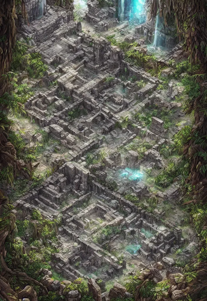 Image similar to comic book cover of ancient ruins made of crystal in a forest ,highly detailed, professional digital painting, Unreal Engine 5, illustration, HD quality, 8k resolution, cinema 4d, cinematic, professional photography, art by artgerm