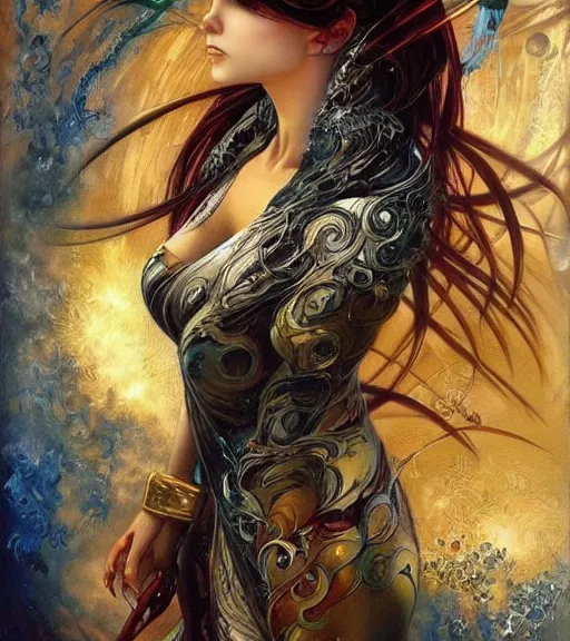 Image similar to karol bak painting of an anime woman