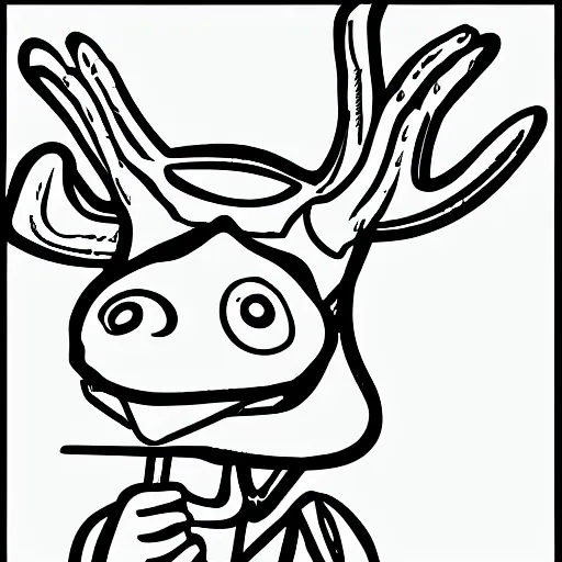 Image similar to a goat holding a churro in its mouth, high quality line art