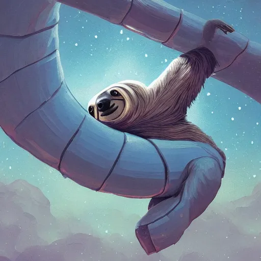 Image similar to Sloth, Floating in space, Trending on Artstation, Hiroaki Tsutsumi style