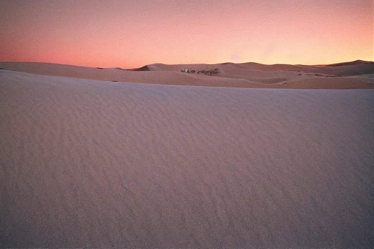 Image similar to blue hour, sand dunes beneath fire, 35mm, film photo, steve mccurry