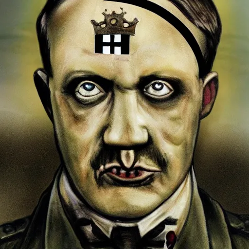 Prompt: Hitler Zombie, king of the new world order, no text,