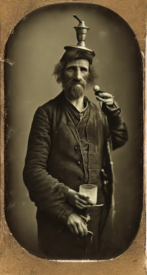 Image similar to a highly detailed digital collodion photograph, a portrait of a candlemaker