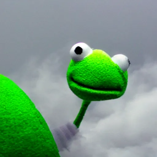 Image similar to ghostly Kermit made of clouds and fog