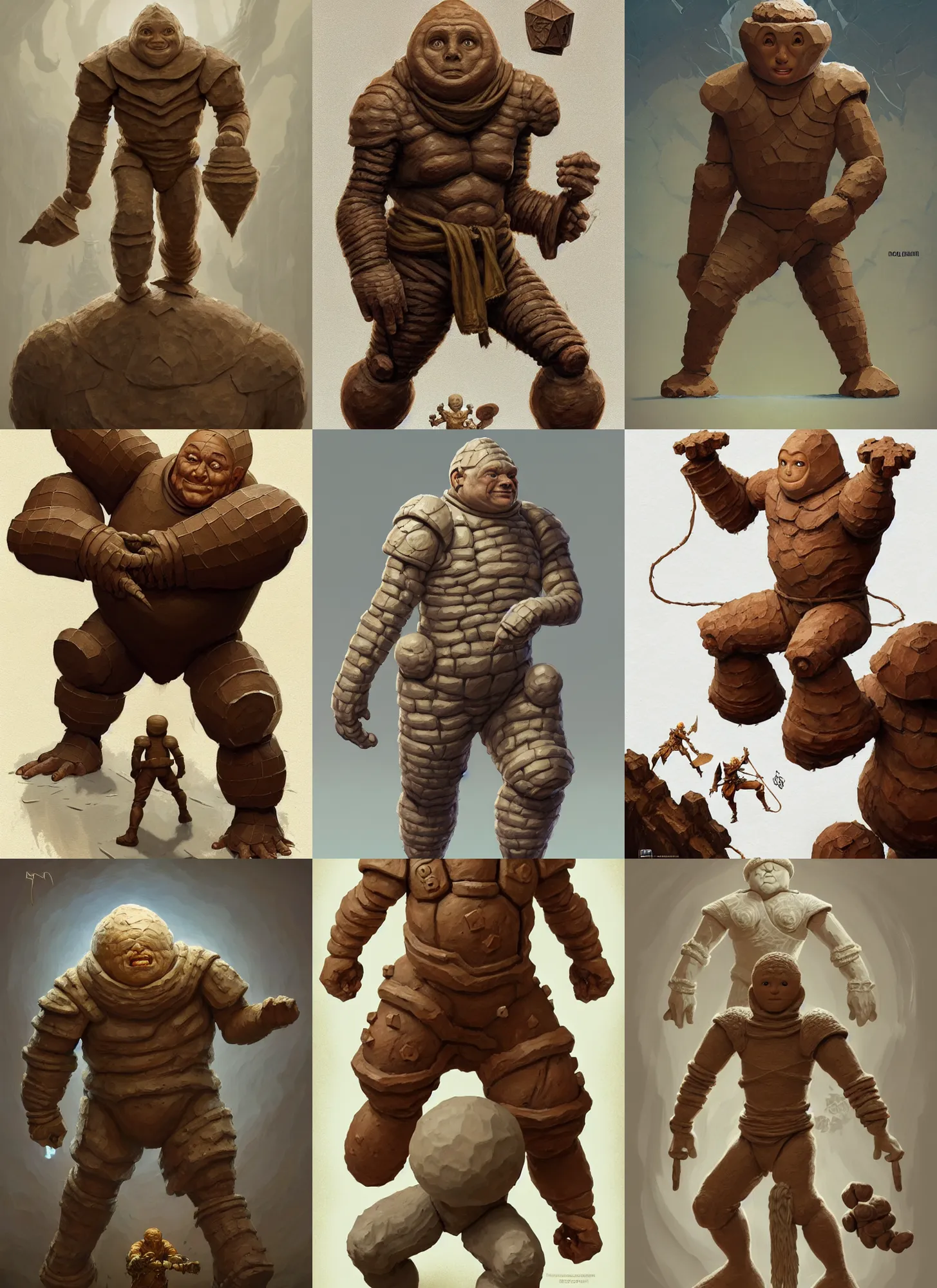 Prompt: full - body d & d mtg clay golem on white background, action pose, intricate, highly detailed, digital painting, artstation, concept art, smooth, sharp focus, illustration, art by norman rockwell emiliano ponzi andrey remnev yoann lossel aaron jasinski, 8 k