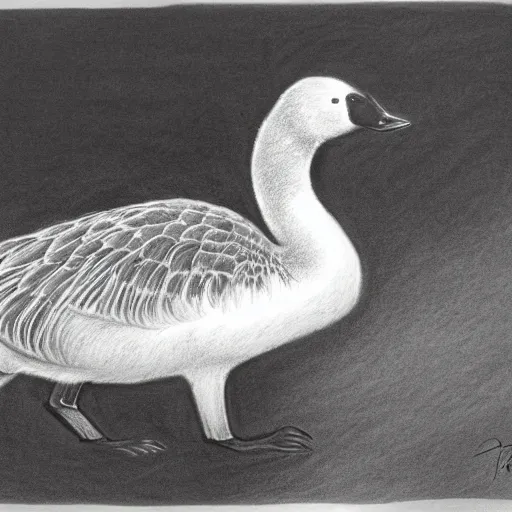 Prompt: - biological drawing of canada goose