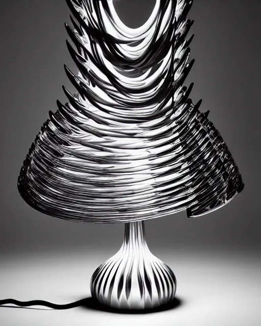 Image similar to table lamp designed by iris van herpen, advertising photography