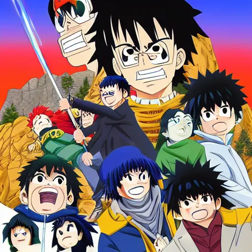 Image similar to mount rushmore made of shonen jump characters