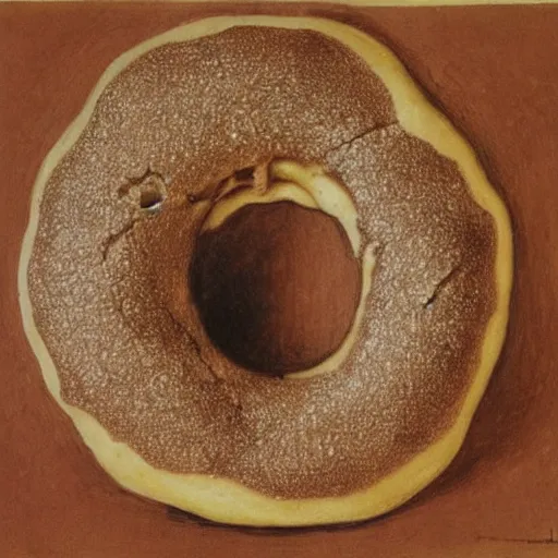 Image similar to anatomical sketch of a doughnut by leonardo da vinci