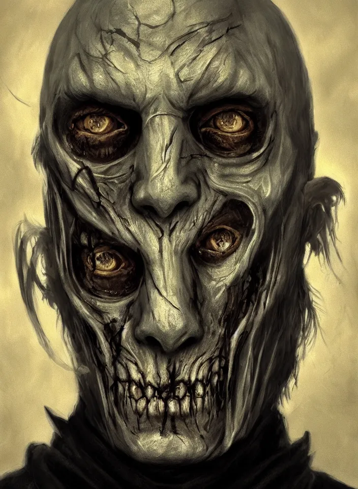 Image similar to a face portrait of a older man as an undead ghost from skyrim, fantasy setting, beautiful face, serene colors, soft lighting, atmospheric, cinematic, moody, in the style of diego koi, gina heyer, luiz escanuela, art by alyssa monk, hyperrealism, rule of thirds, golden ratio, oil on canvas, 8 k