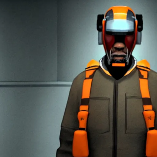 Prompt: morgan freeman as gordon freeman, half life alyx, backlighting, cinematic