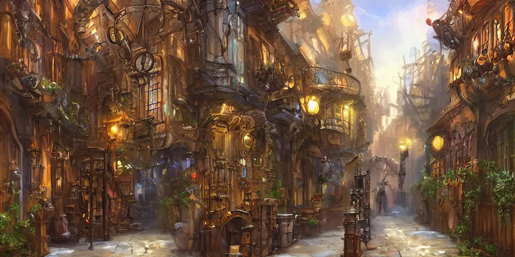 Image similar to Steampunk city alley By Konstantin Razumov, highly detailded