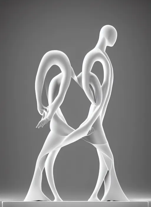 Image similar to perfectly centered symmetrical balanced male and female portrait of man and woman in love sharing one heart. art by santiago calatrava and zaha hadid, high coherence ; 3 d render 8 k octane ultra hd