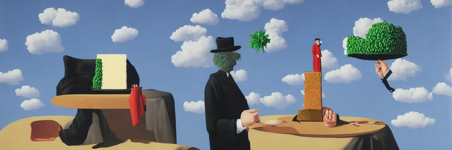 Image similar to cake painting magritte