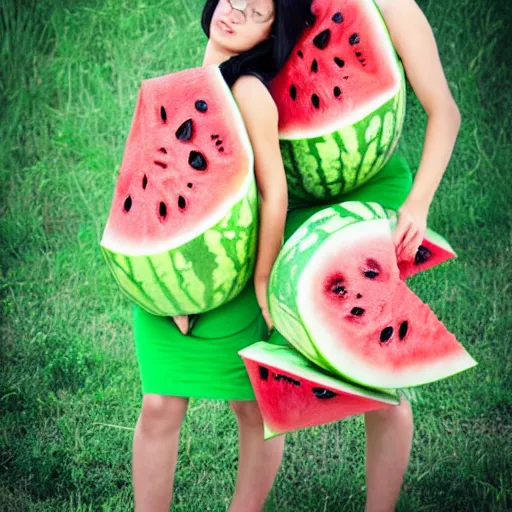 Prompt: watermelon sisters conceptual art project photo