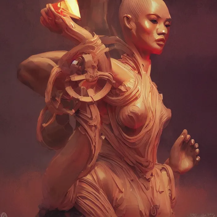 Prompt: neotenous cambodian idol, nuclear fashion, futurism, celebrity, beauty, hd, concept art, art station, digital art, by artgerm, by wlop, by greg rutkowski