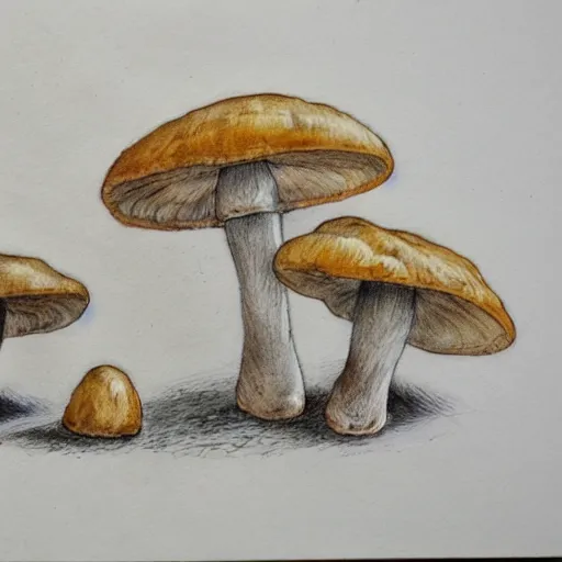 Prompt: jean - baptiste monge water color on white paper sketch of mushrooms