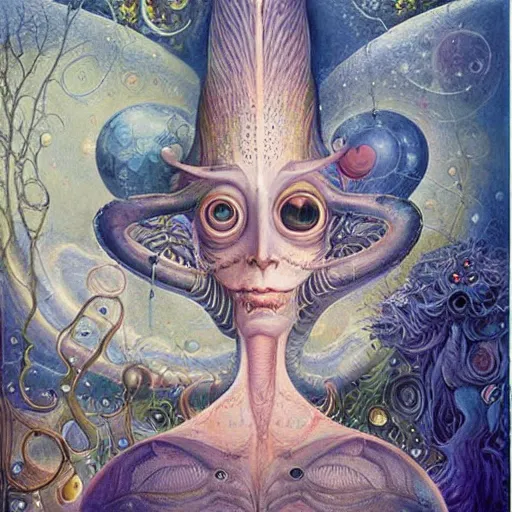 Image similar to portrait of surreal alien , artwork by Daniel Merriam,