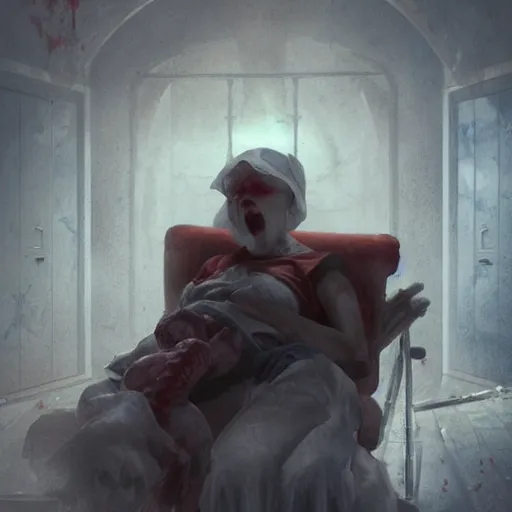 Prompt: depressing soviet hospital ward, demonic doctors, dying patients, blood on the floor, highly detailed, digital painting, artstation, concept art, octane render, unreal engine, art by aenaluck and roberto ferri and greg rutkowski, epic fantasy, digital painting