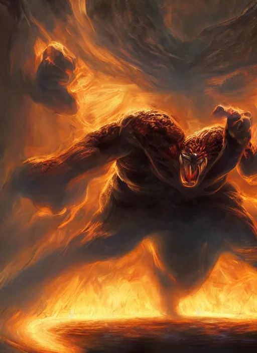 Image similar to balrog, artstation hall of fame gallery, editors choice, # 1 digital painting of all time, most beautiful image ever created, emotionally evocative, greatest art ever made, lifetime achievement magnum opus masterpiece, the most amazing breathtaking image with the deepest message ever painted, a thing of beauty beyond imagination or words