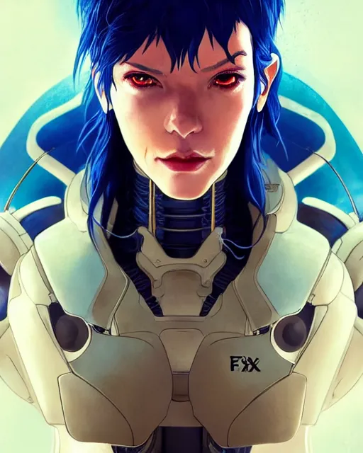 Image similar to weta disney movie still portrait photo of julianfox as the major ghost in the shell as cyborg woman by pixar, by weta, wlop, ilya kuvshinov, rossdraws, artgerm, maxim cover, latex, sweaty, iridescent, bright morning, anime, liosh, mucha