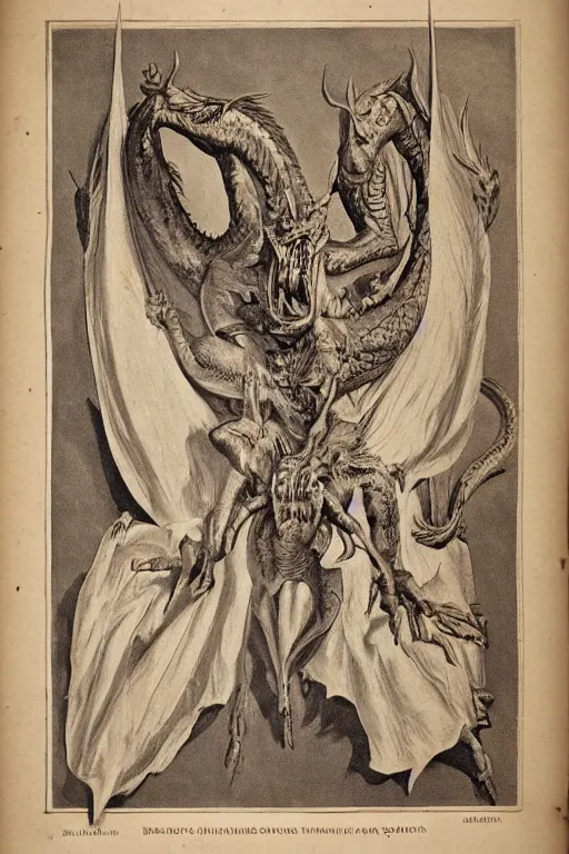 Prompt: ancient!!! anatomy manual!! of dragons!, high quality, romantic era, 1 9 th century