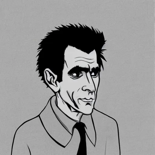 Image similar to portrait of rod serling in the style of death note