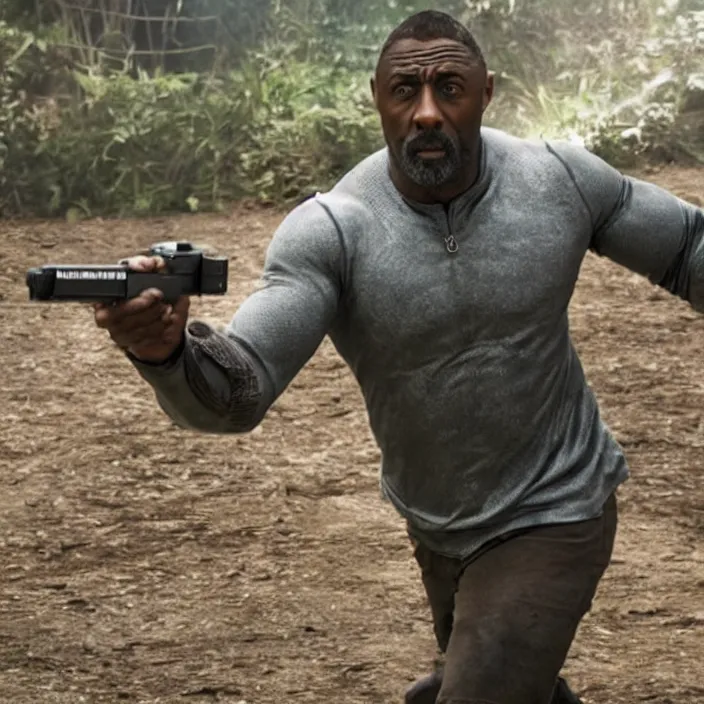 Image similar to film still of Idris Elba as a Ninja Turtle in new film, photorealistic 4k